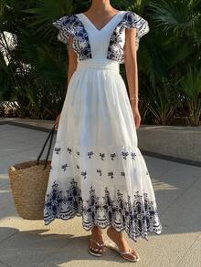 DAZY Women Midi Dresses Wedding Guest Dress Summer Sundress Boho Vacation Outfits Women - Navy Blue - View 3