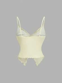 SHEIN MOD 女士纯色简约扭结吊带背心 - 黃色 - 查看 4