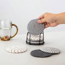 8 Miếng Đế Lót Ly, Đế Lót Thấm Hút, Đế Lót Ly Dệt, Đế Lót Ly Dệt, Đế Lót Ly Chịu Nhiệt Dùng Cho Bàn Cà Phê Gia Đình, Bàn Làm Việc, Đế Lót Bảo Vệ Mặt Bàn (Màu Đen Pha Trộn) - màu đen hỗn hợp - Xem 4