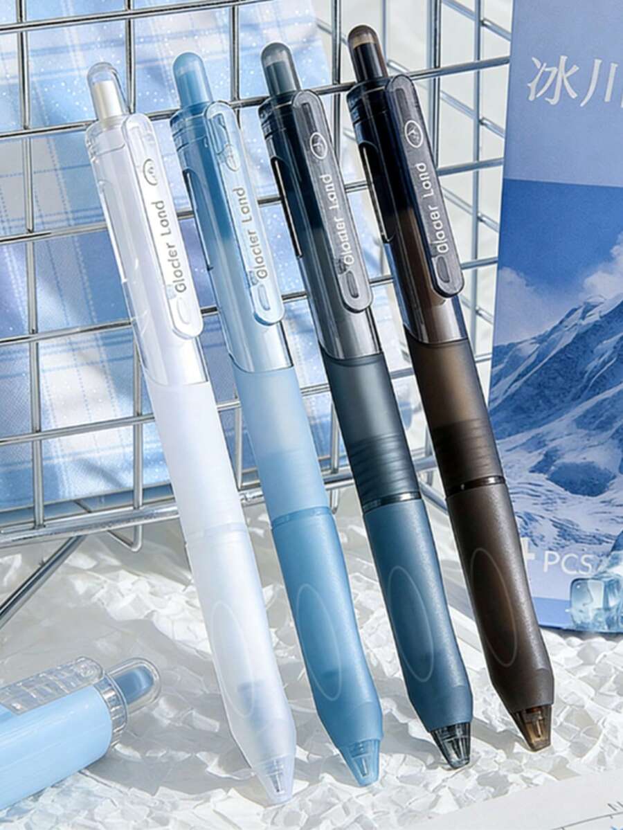 8支装人体工学静音凝胶笔,速干伸缩圆珠笔,适用于学生、考试和日常书写,书写流畅,黑色签名笔 - 多色 - 查看 1