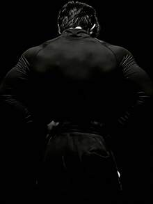 GymBeat 男士休闲健身运动印花半拉链套头T恤压缩衣 - 黑色 - 查看 2