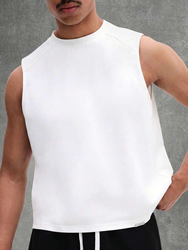 SUMWON Men's Basic Crew Neck Sleeveless Tank Top Casual Summer Essential Classic Fit White Muscle Tee Everyday Wear