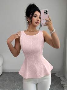 Elenzga Ladies Weave Elegant And Romantic Summer Vests - Pink - View 6