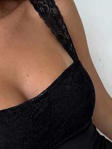 MainGRL Romantic, Cute & Sexy Versatile Women Lace Camisole Top, Suitable For Going Out - Black - View 5