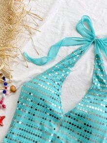 Soleia 新款休闲度假西部海滩婚礼宾客着装返校毕业早午餐圣帕特里克节春假复活节音乐节优雅波西米亚热带露背迷你连衣裙 - 淺藍色 - 查看 3