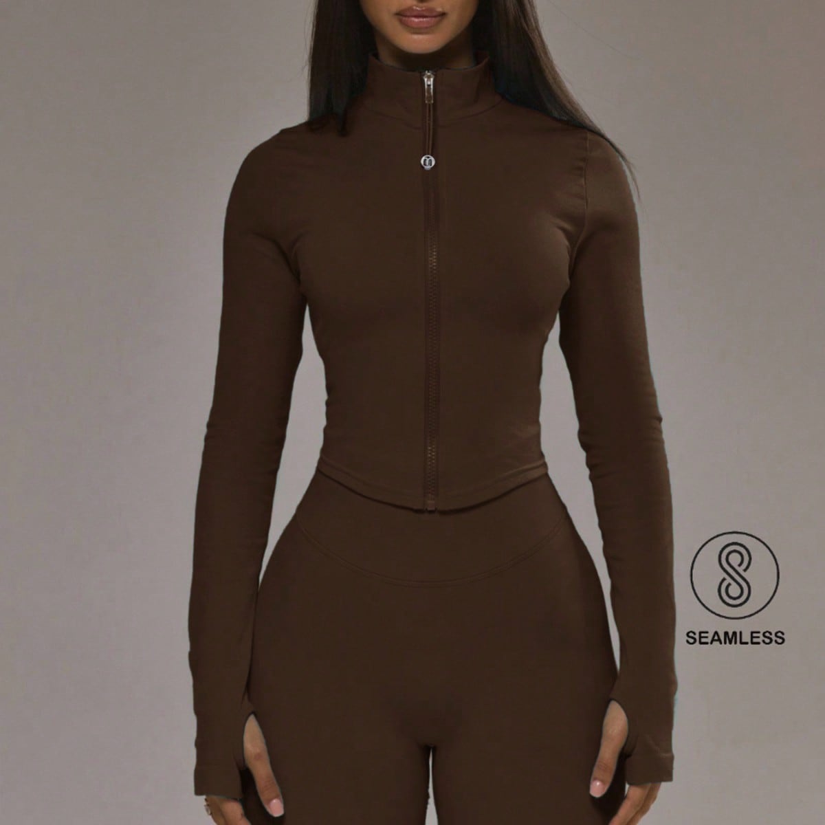 Chaqueta con cremallera y bajo teñido a tono, solo parte superior, conjunto de activewear para pádel, otoño e invierno, deporte, gimnasio, entrenam
