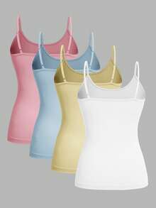 SHEIN EZwear 4件套休闲简约吊带背心，适合夏季穿着 - 彩色 - 查看 2