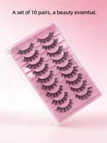 1 pieza Rikuaild 10 pares de pestañas postizas D Curl rusas con aspecto natural, esponjosas y de visón falso, con volumen y mirada felina, pestañas postizas largas y rizadas - Pestañas Cruzadas - Ver 6