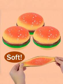 1PC Soft Hamburger Stress Ball Squishy Sensory Toy For Anxiety Relief Autism Calming Aid Squeeze Decompression Toy For Adults Office Desk Fidget Gadget Birthday Gift Novelty - Multicolor - View 4