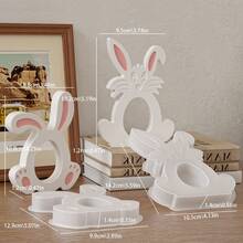 复活节镂空折耳兔子复活节彩蛋兔子硅胶模具 DIY香薰蜡烛石膏模具 - 白色 - 查看 4