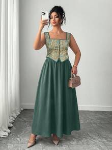 Rometta Große Größen Modisches Retro-Kleid im französischen Ölgemälde-Farbblock-Stil für Damen, geeignet für Frühling/Sommer, Schulanfang, Urlaub, Abschluss, Feiertage, Valentinstag, Weihnachten, Musikfestivals, Muttertag, Halloween, Thanksgiving, Ostern, Nationalfeiertag, Bälle, Geburtstage, Dates, Partys, Hochzeiten, Ausflüge - Verschiedenfarbig - Übersicht 4