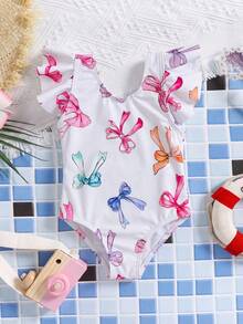 LMoss Kids Bộ đồ bơi liền thân xếp nếp in hình bướm cho bé gái - Nhiều màu - Xem 3