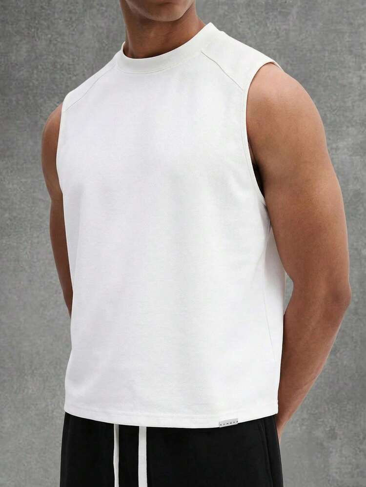 SUMWON Men's Basic Crew Neck Sleeveless Tank Top Casual Summer Essential Classic Fit White Muscle Tee Everyday Wear
