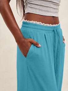 NYA SZN Pants Wide Leg Gray Trousers Matching Set Summer Lounge Pants - Blue - View 7