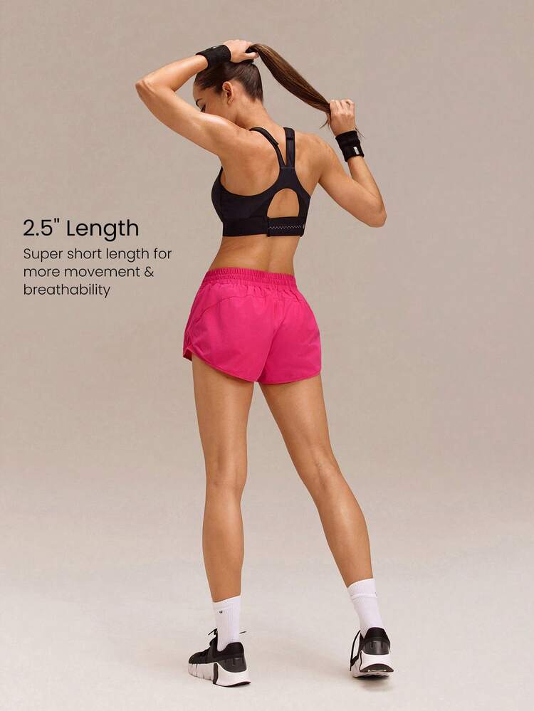 2.5" Stay Cool Quick-Dry Lightweight Zipper Pockets Reflective Strips Low Waist Active Running Shorts With Built-In Deodorant Underwear Jogging Training Gym Workout Wear Valentine's Day