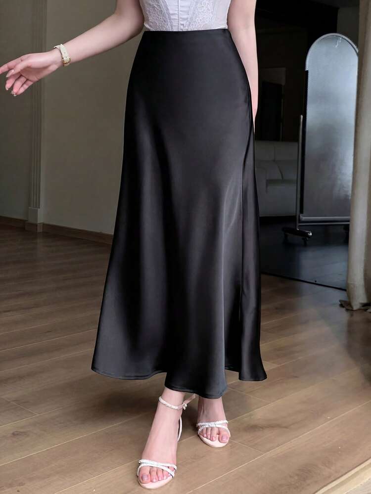 Women's Solid Color Casual Long Skirt