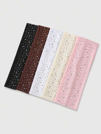 ROMWE Kawaii 5 piezas Diadema casual sólida brillante de niña dulce y fresca con diamantes, adecuada para hip-hop, viajes, uso diario, citas, fiestas, combinación de ropa, accesorios prácticos para el cabello de mujer