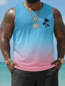Manfinity RSRT Plus Size Men's Ombre Print Sleeveless Round Neck Tank Top - Multicolor - View 2