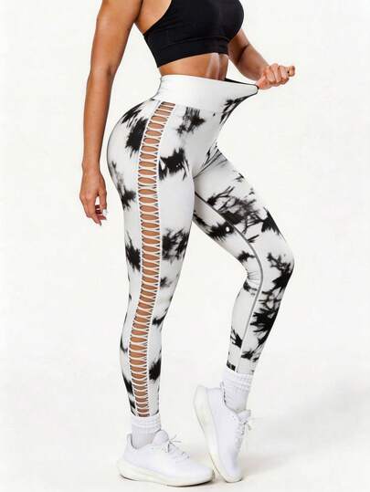 Leggings Tie Dye de Alto Rendimiento con Encaje - Para Yoga y Entrenamiento