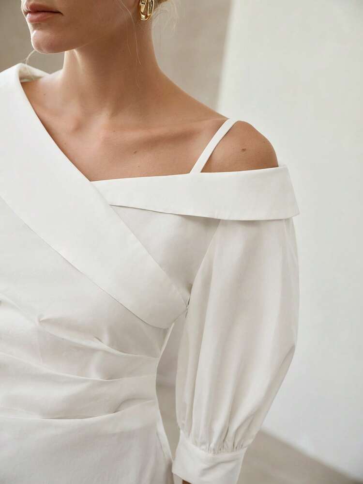 WOMEN'S ELEGANT PARTY OUTFIT ASYMMETRICAL SHOULDER TOP, SUMMER