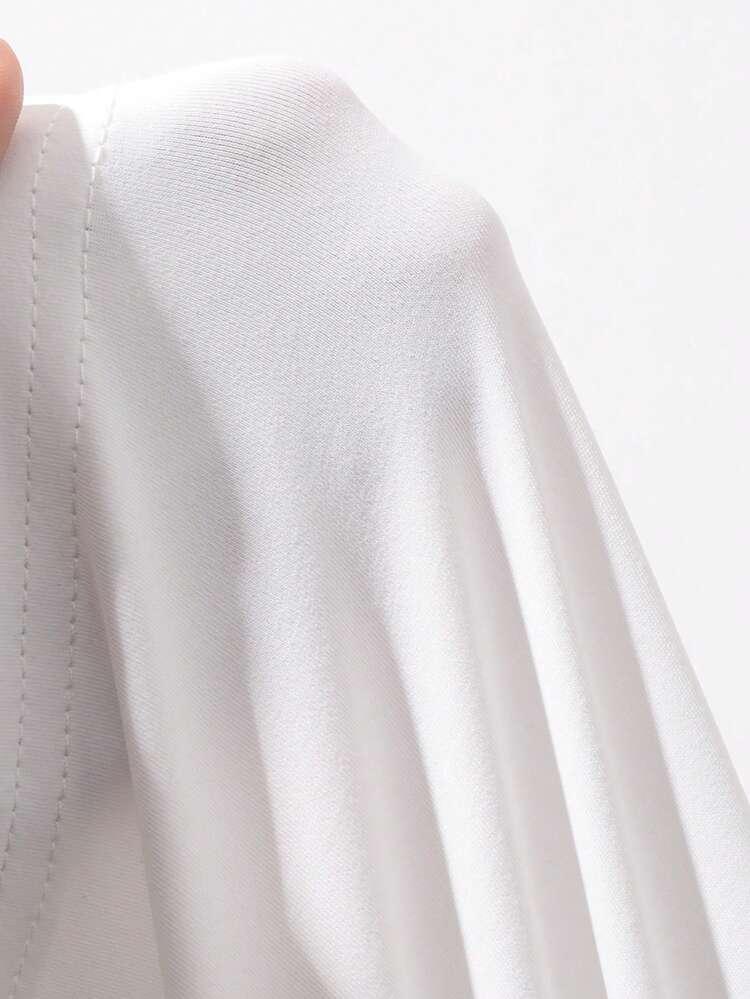 Women's Solid Color Long Sleeve Zip Collar Fitted T-Shirt Summer