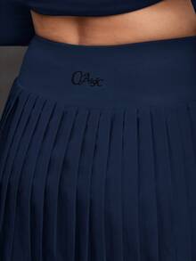 Activina Women's Summer Workout&Casual Sportswear Wide And High Waist Solid Color Pleated Pocket Summer Sports Skirt - Navy Blue - View 4