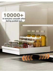 Sliding Cabinet Storage Rack - Expandable, Nano Adhesive Fixation, Space-Saving, Adjustable, Durable, Easy To Install, Suitable For Kitchen And Living Room Food Storage Shelves (With Sliding Rails) - Multicolor - View 3