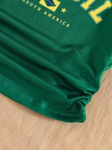 Tween Girls' English Letter Camisole, All-Match Casual Versatile Style, Suitable For Daily Outings, Travel, School And Other Occasions - Green - View 5