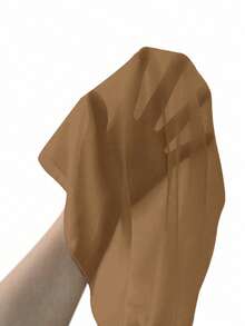 Linhara Plus Size Women Solid Color Lantern Sleeve Tie Waist Blouse - Brown - View 3