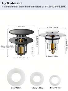 Stainless Steel Pop Up Drain Stopper Universal Sink Basin Plug Odor Proof Push Open Close Mechanism Easy Clean Replacement Bathroom Accessory - Multicolor - View 4