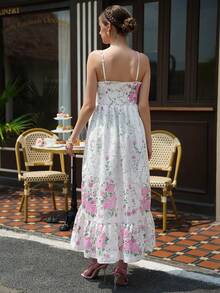 Momance Maternity Floral Print Ruched Casual Vacation Sleeveless Dress - Multicolor - View 2