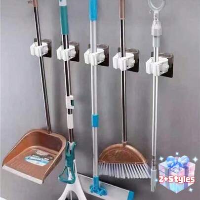 3 Or 5 Punch-Free Mop Clips, Suitable For Mops, Brooms, Towels, Bath Sponges, Windshield Wipers, Etc.