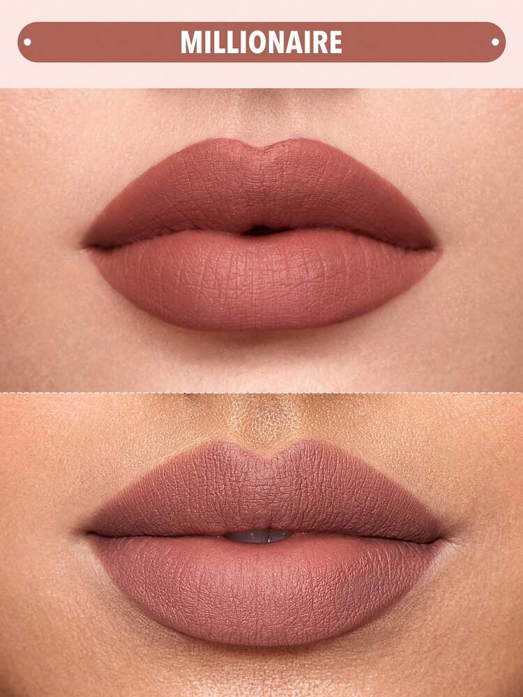 Matte Allure Liquid Lipstick-Millionaire Long Lasting High Pigment Lipstick Nourishing Sunflower Oil Reduce Lip Fine Lines Lip Care Lip Makeup Liquid Lipstick Lip Combo Brand Beauty Makeup Face Paint Cosmetic For Women Girls Perfect For Spring Summer Ideal For Y2K Fancy Fashion Suitable For Birthday Mother'S Day Gift Rave Party Ready Best Color