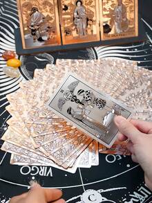 1PC Gold Foil Tarot Cards, Tarot Cards, English Instruction Manual, Color-Printed Tarot Cards, Waterproof PVC Plastic Tarot Cards, Oracle Cards, Party Board Game Cards, Game Entertainment Fortune-Telling Cards, Collectible Gifts - Multicolor - View 3