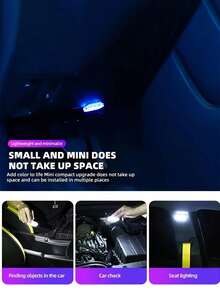 Teckwe 2pcs Magnetic Car Ambient Light Wireless, Pink Monochrome Light, Mini USB C Charging Car LED Light, 6 Bright LED Beads In The Car, Car Audio Control Light Suitable For Car Decoration, Home Life, Party Decoration Night Light 150mAh Rechargeable Lithium Battery; Equipped With USB Data Cable - 2 pieces - View 11