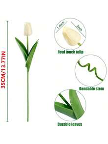 10 bông hoa giả cao cấp, bó hoa tulip cảm giác như thật, hoa giả dùng trang trí phòng cưới, nhà cửa, khách sạn, tiệc tùng, sự kiện, quà tặng Ngày Valentine, Năm mới. - Màu trắng sữa - Xem 2
