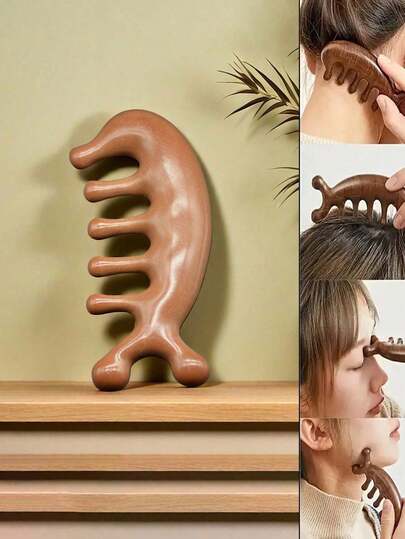 1个便携式5齿按摩梳，海豚造型，适合旅行、办公和日常使用。