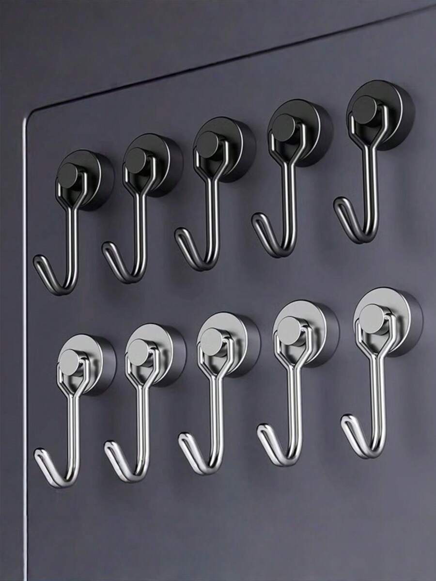 10PCS Neodymium Iron Boron Magnet: 180° Rotatable, Black/Silver ...