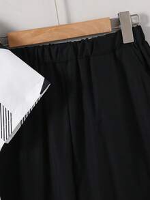 Vacaura 两件套青少年夏季休闲套装，包括一件纽扣衬衫和一条宽松长裤，适合日常穿着。 - 黑色 - 查看 3