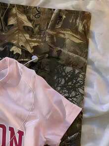 SHEIN Áo thun nữ tay ngắn ôm dáng, in mực trắng - Nhiều màu - Xem 4