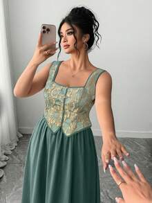 Rometta Große Größen Modisches Retro-Kleid im französischen Ölgemälde-Farbblock-Stil für Damen, geeignet für Frühling/Sommer, Schulanfang, Urlaub, Abschluss, Feiertage, Valentinstag, Weihnachten, Musikfestivals, Muttertag, Halloween, Thanksgiving, Ostern, Nationalfeiertag, Bälle, Geburtstage, Dates, Partys, Hochzeiten, Ausflüge - Verschiedenfarbig - Übersicht 7