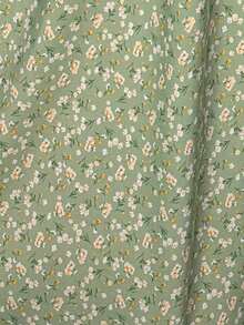 Vibekara Plus Size Fashionable Casual Ditsy Floral Waist Cinched Dress - Green - View 3