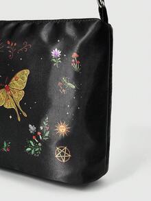 ROMWE Goth Fashion Moth Insect Plant Pattern Large Capacity Women's Handbag 1689137 - Green Butterfly - View 7