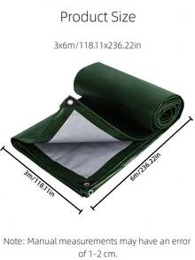 3x6m Lona impermeable de color verde militar con cuerda, lona impermeable y resistente a los rayos UV de PE con recubrimiento doble, con propiedades de bloqueo de luz intensas, adecuada para cubrir cultivos, vehículos, montar tiendas y protección contra la lluvia y el sol - Multicolor - Ver 2