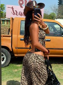 SHEIN EZwear 豹纹梭织女式休闲套装 - 彩色 - 查看 7