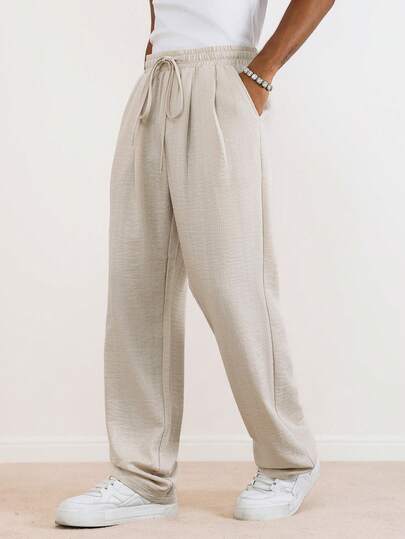 TOKVUE Men's Solid Color Drawstring Pocket Casual Pants