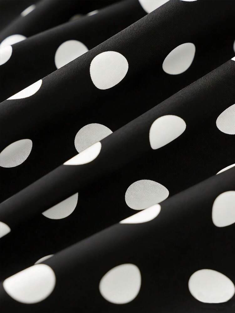 Franclia Women's Black & White Polka Dot Dress, Spring/Summer - Black and White - View 4