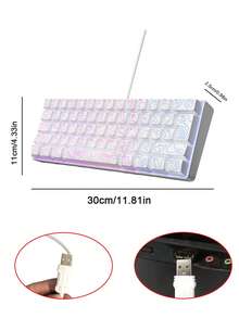 Teckwe 1 pieza Teclado de juego mini con 61 teclas, equipado con retroiluminación RGB real. Adecuado para jugadores de juegos de computadora, mecanógrafos, viajeros y viajes de negocios. Alimentación por USB - Ver 8