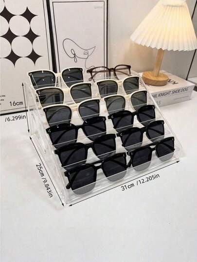 1 قطعة حامل عرض متعدد الطبقات (4-7 طبقات) متعدد الوظائف لنظارات الشمس، صندوق تخزين نظارات أنيق، إطار نظارات شفاف، حامل عرض نظارات أنيق، حامل عرض نظارات، صندوق تخزين نظارات أنيق، إطار نظارات وردي، حامل عرض نظارات مضادة للضوء الأزرق شفاف، دعامة عرض نظارات أزياء رجالية