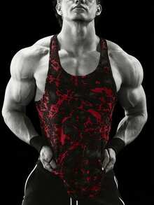 RISE LYT Men's Sport Sleeveless Sport T-Shirt, Tank Top, Stringer-Training & Gym & Workout Drop Arm Cut Moisture Wicking, Breathable, Quick Dry Camo Tie-Dye Print Graphic Multicolor Regular Fit Fabric Scoop Neck Slight Stretch-Boyfriend Style Men Tie-Dye Printed Round Neck Sports Tank Top  Workout Tops Workout Tops Gym Top Christmas Breathable - Multicolor - View 1